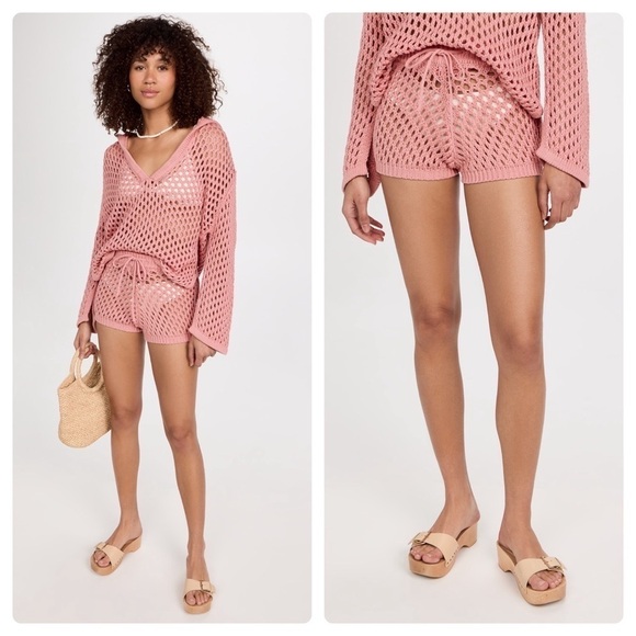 Misa Los Angeles Pants - New! MISA x Revolve Daisy Pink Crochet Shorts 💗 Small NWT!